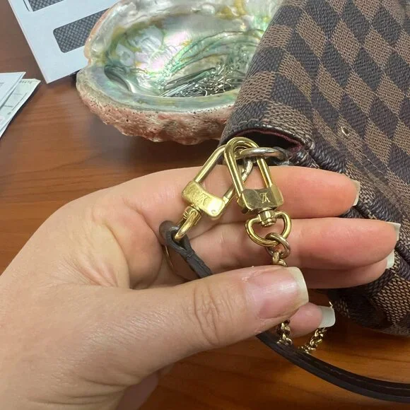 Louis Vuitton Favorite MM Damier Ebene Chain Handbag Brown - Picture 7 of 12